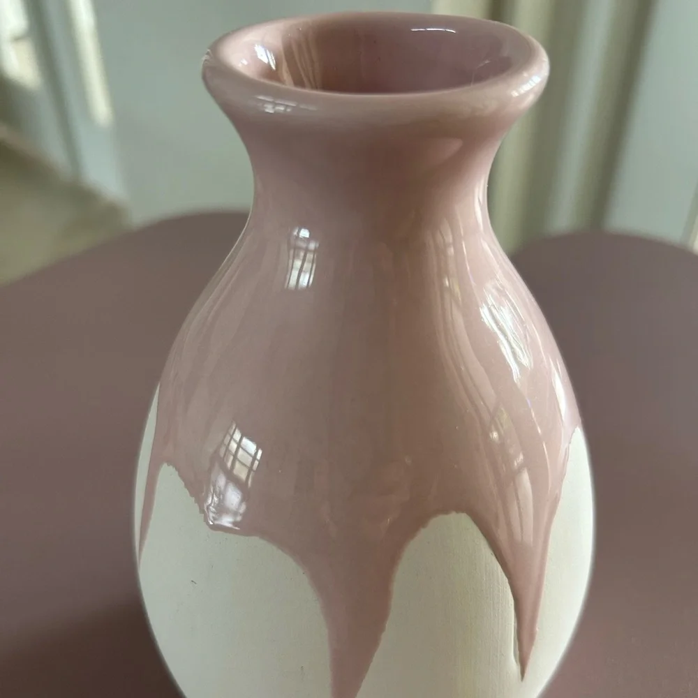 Isaac Mizrahi Pink and White Drip Vase